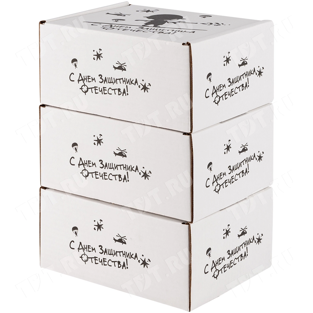 Подарочная коробка «С 23 Февраля! - Моему защитнику», беленая, 216*175*106 мм