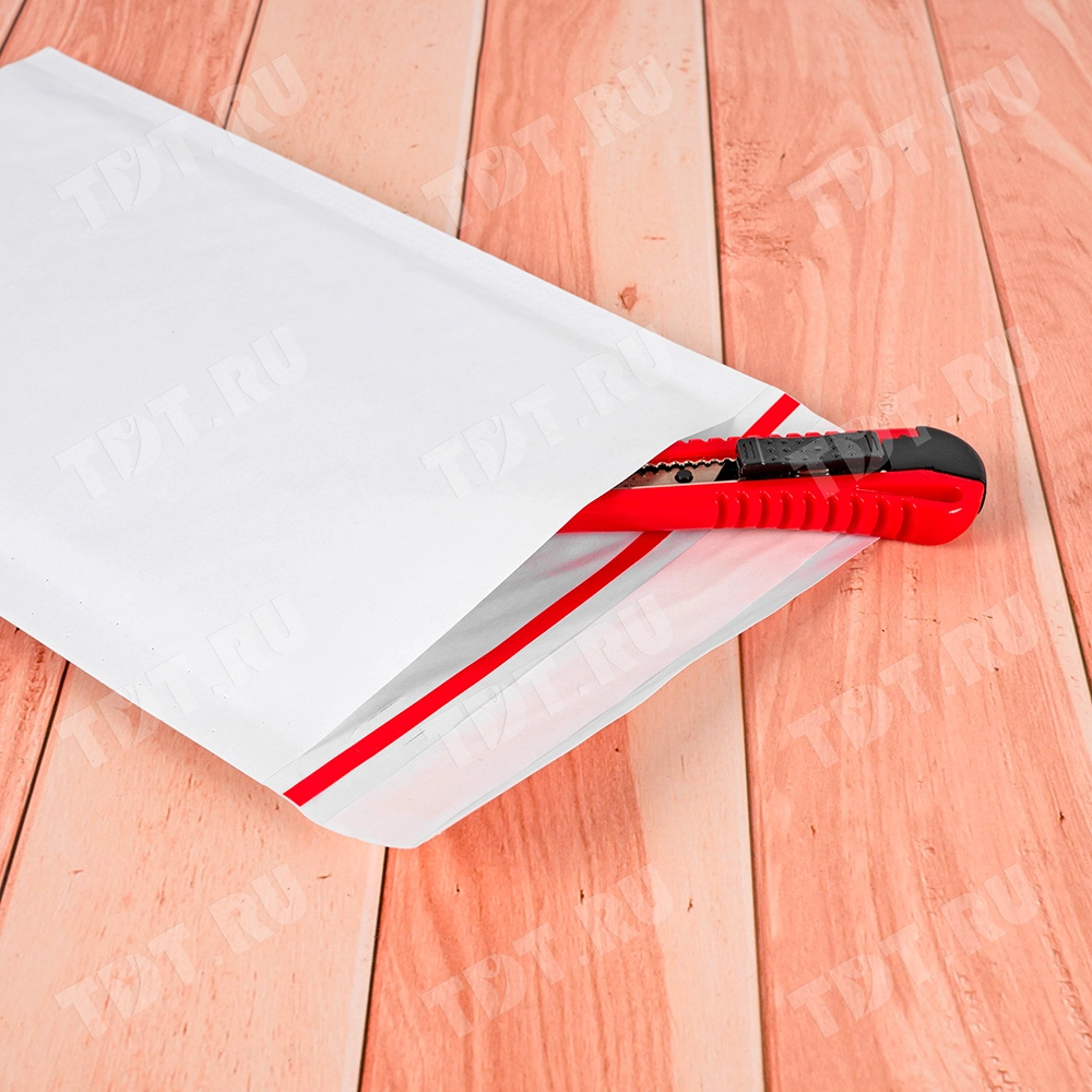 Белый крафт пакет с прослойкой и стрип-лентой, 14*22 см, В/00