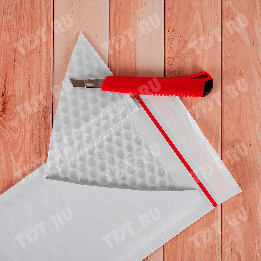 Белый крафт пакет с прослойкой и стрип-лентой, 14*22 см, В/00