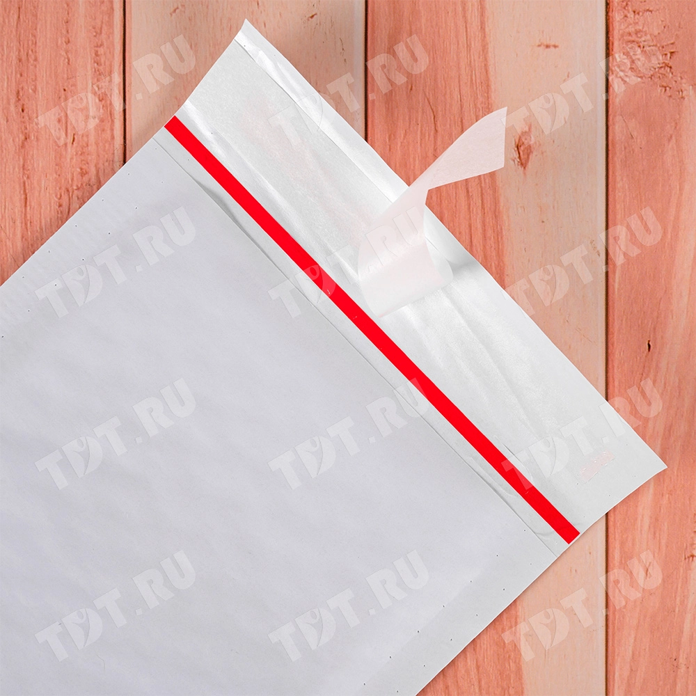 Белый крафт пакет с прослойкой и стрип-лентой, 14*22 см, В/00