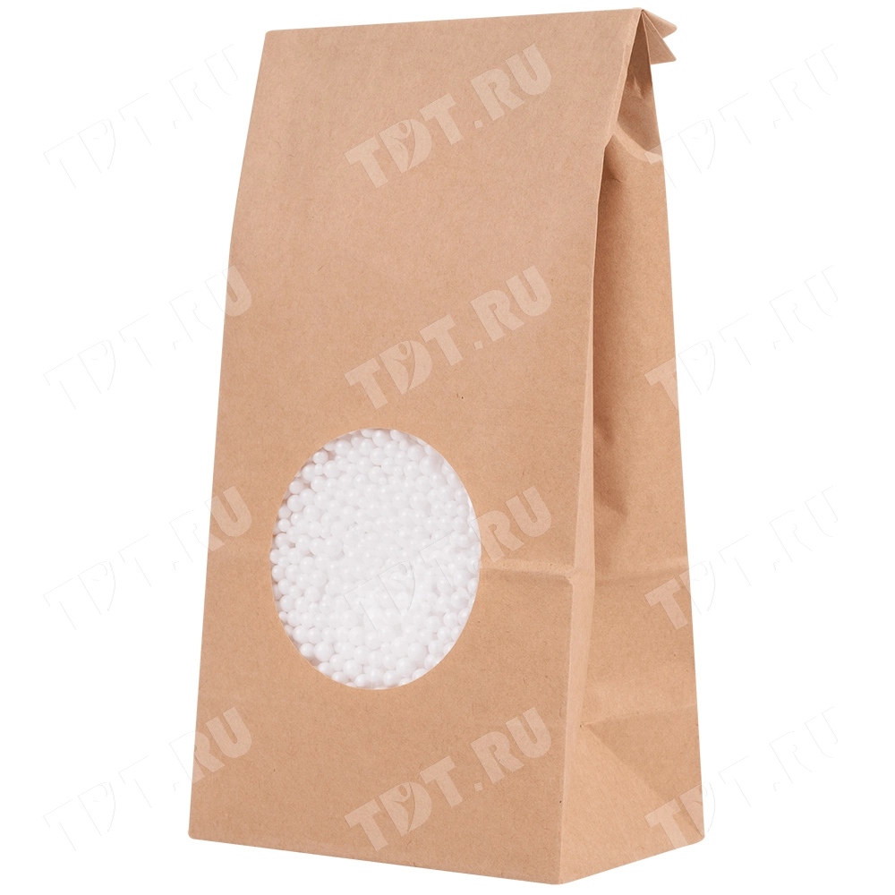 Крафт пакет с круглым окном, двухслойный, 70 г/м², 12*8*25 см, ламинированный