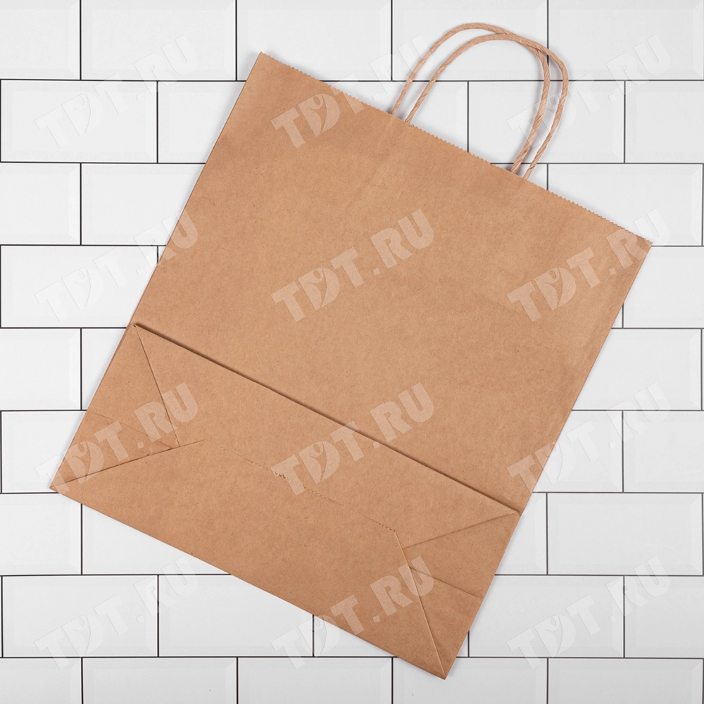 Крафт пакет с крученой ручкой, 80 г/м², 32*12*29 см