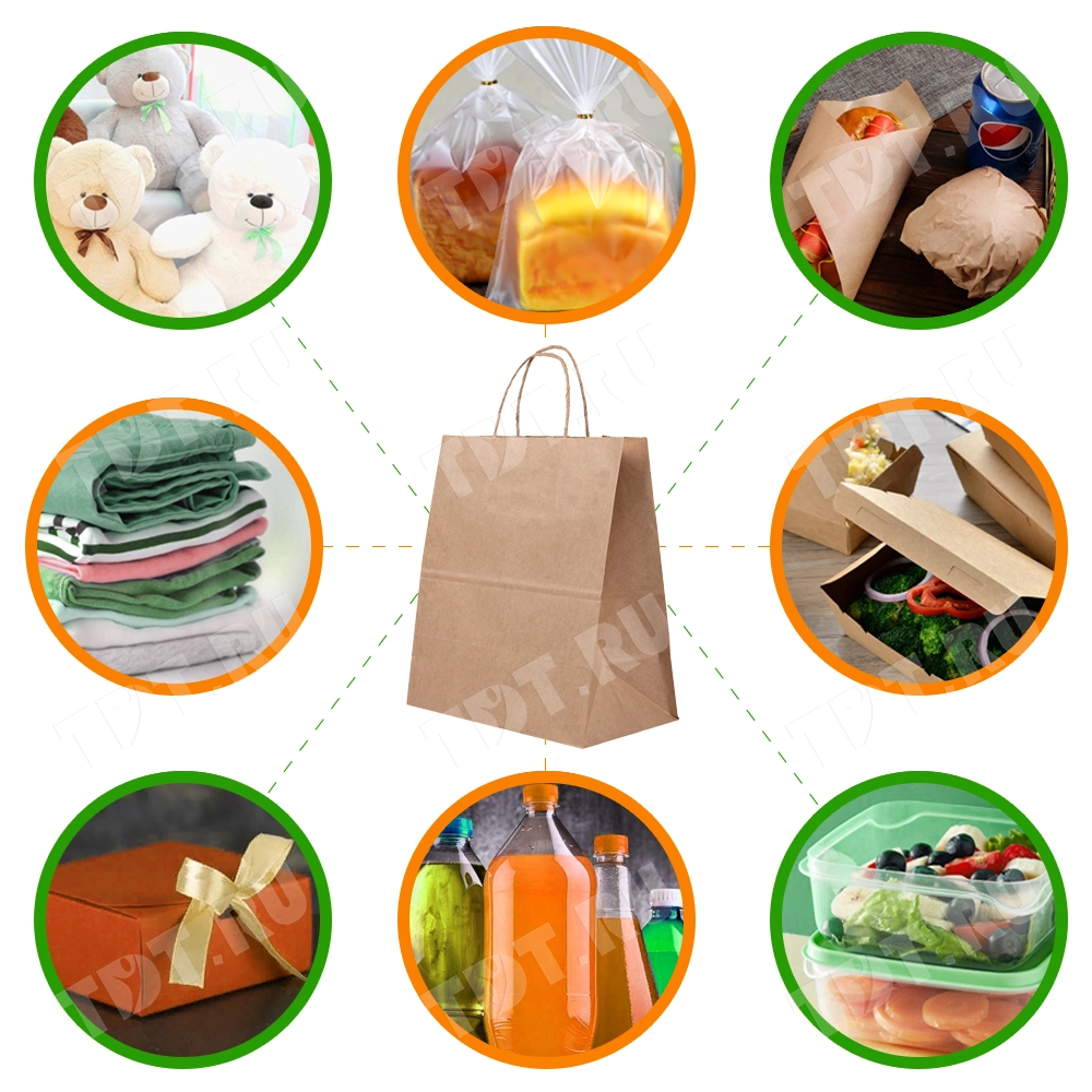 Крафт пакет с крученой ручкой, 80 г/м², 32*12*29 см