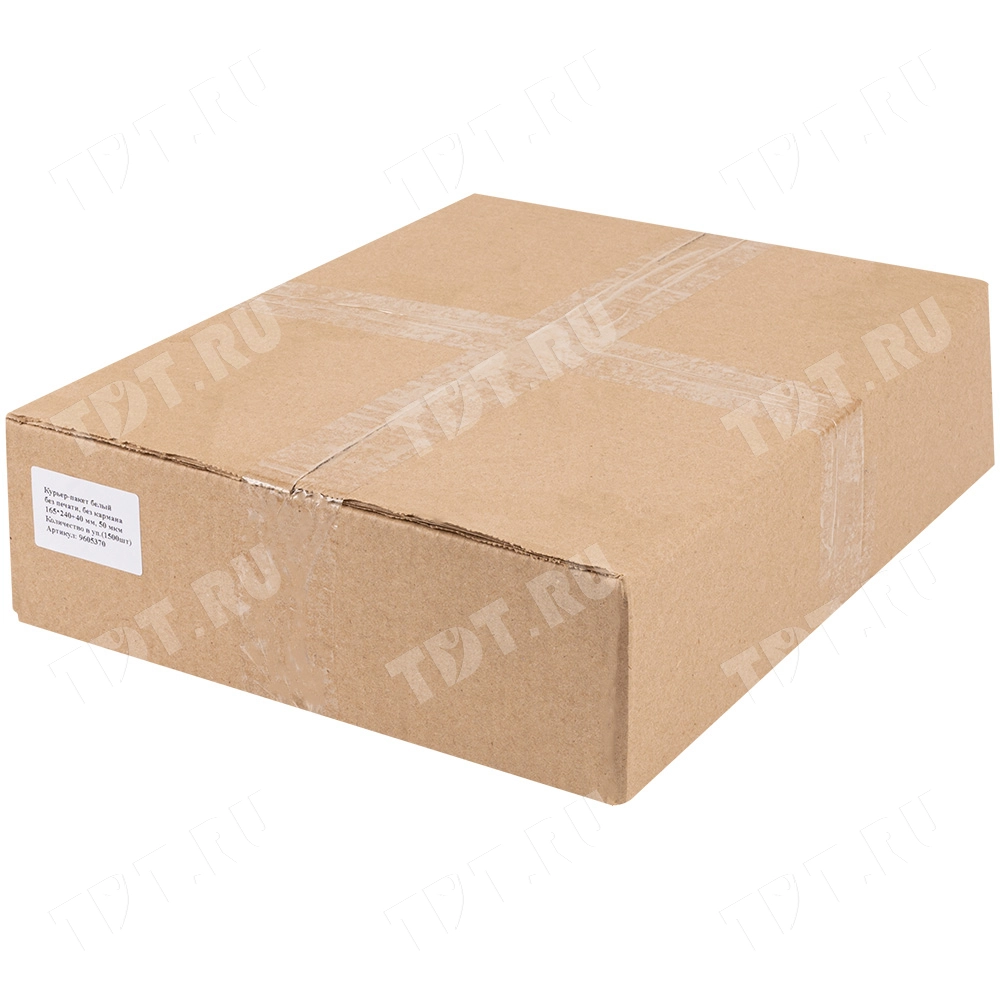 Курьер-пакет белый без печати, без кармана, 165*240+40 мм, 50 мкм, 100 шт.