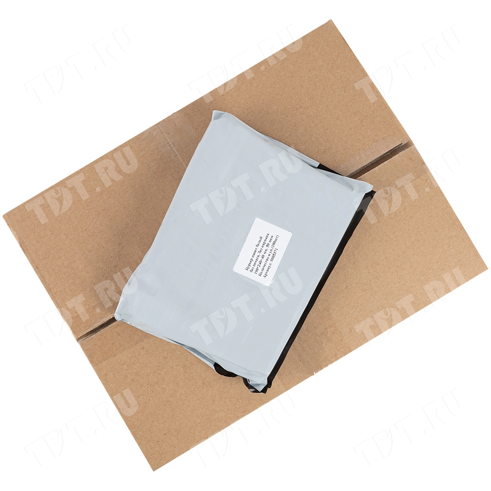 Курьер-пакет белый без печати, без кармана, 190*240+40 мм, 50 мкм, 100 шт.