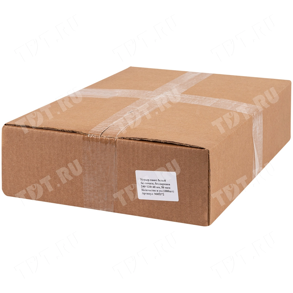 Курьер-пакет белый без печати, без кармана, 240*320+40 мм, 50 мкм, 100 шт.