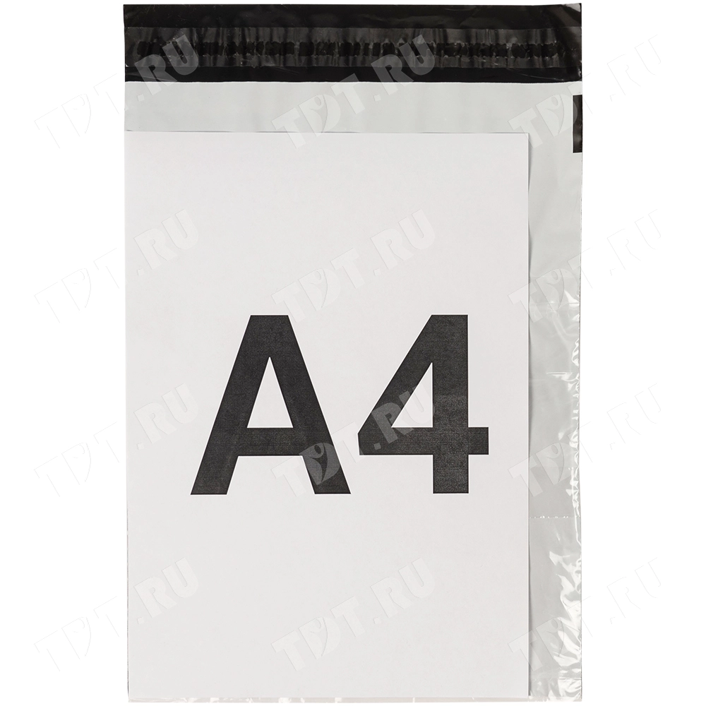 Курьер-пакет белый без печати, с карманом, 240*320+40 мм, 50 мкм, 100 шт.