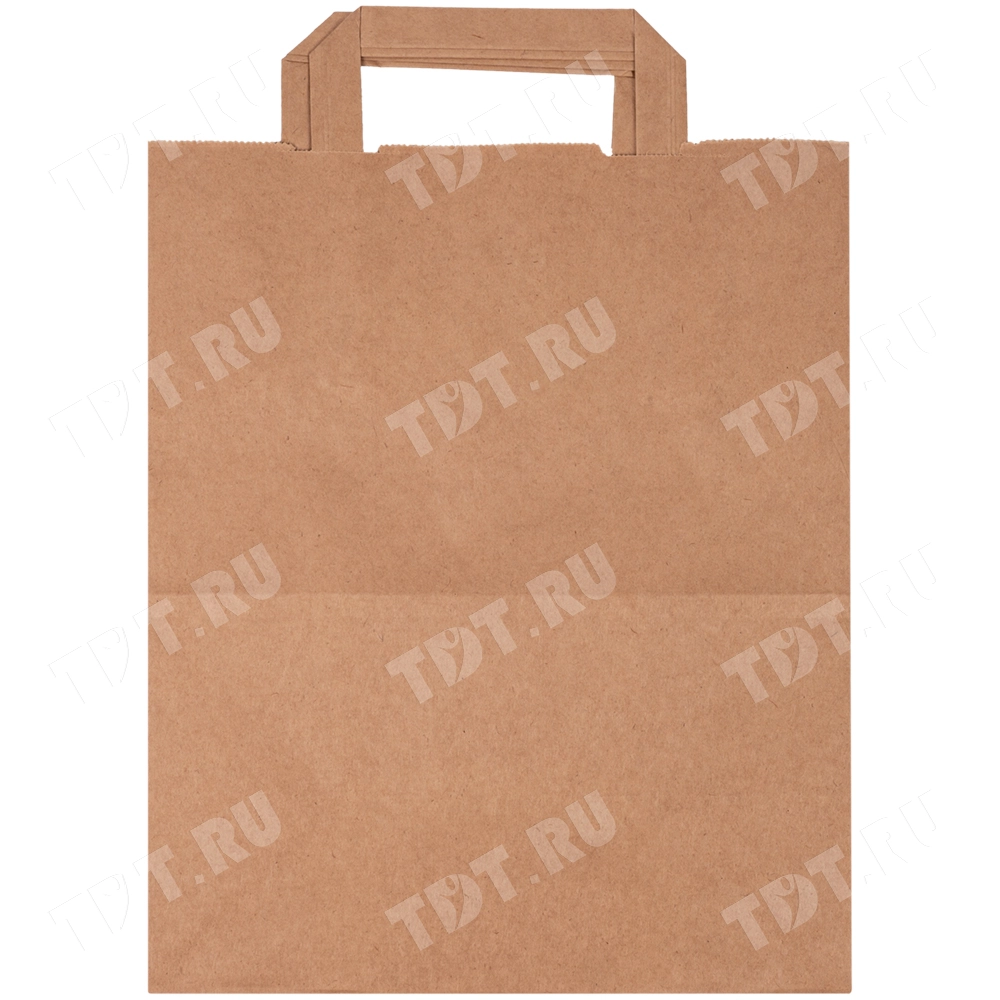 Бурый пакет с плоской ручкой, 70 г/м², 28*15*32 см