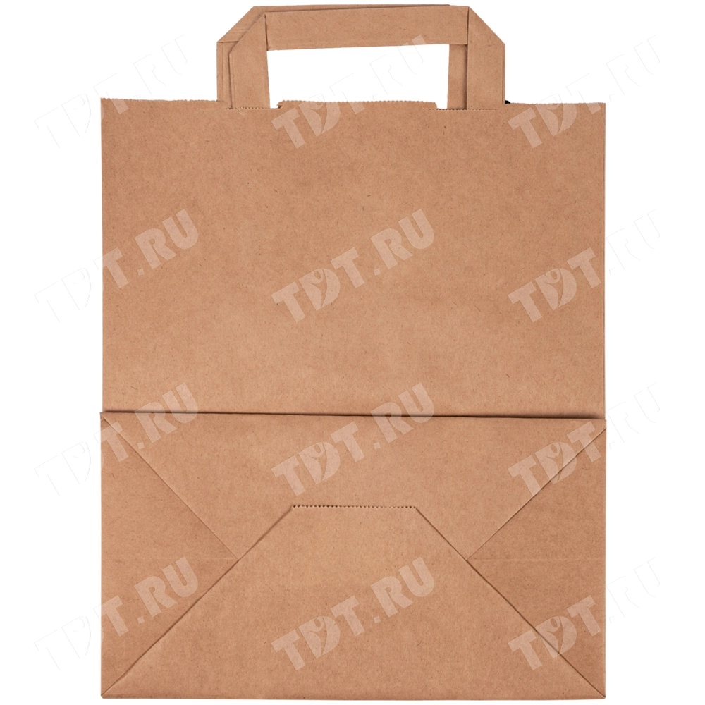 Крафт пакет с плоской ручкой, 70 г/м², 26*15*35 см
