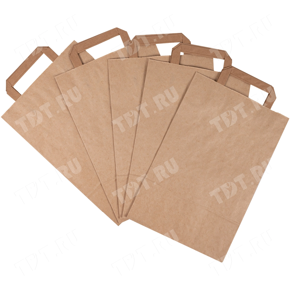 Крафт пакет с плоской ручкой, двухслойный, 70 г/м², 22*9*33 см