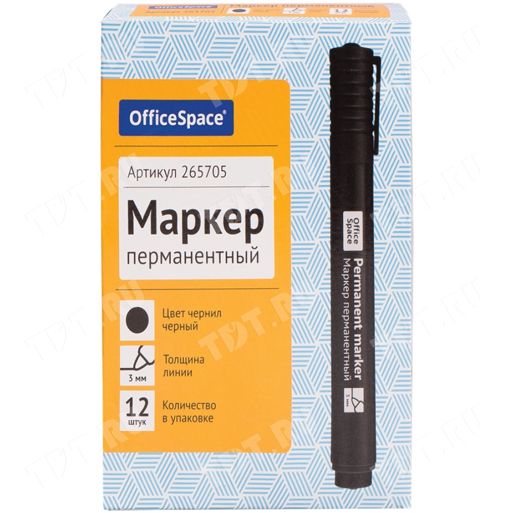 Маркер перманентный OfficeSpace «8004А», черный, 3 мм