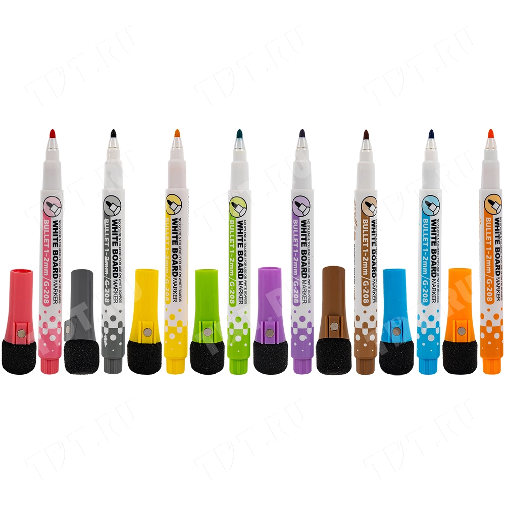 Маркер с ластиком Gxin G-208CL/8 для магнитной доски, набор 8 цветов, 2 мм, 8 шт./уп.