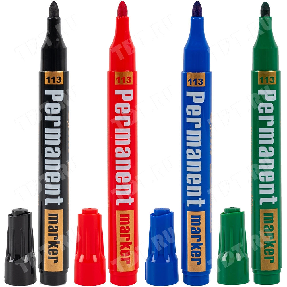 Маркер перманентный Gxin G-113-4, набор 4 цвета, 3 мм, 4 шт./уп.