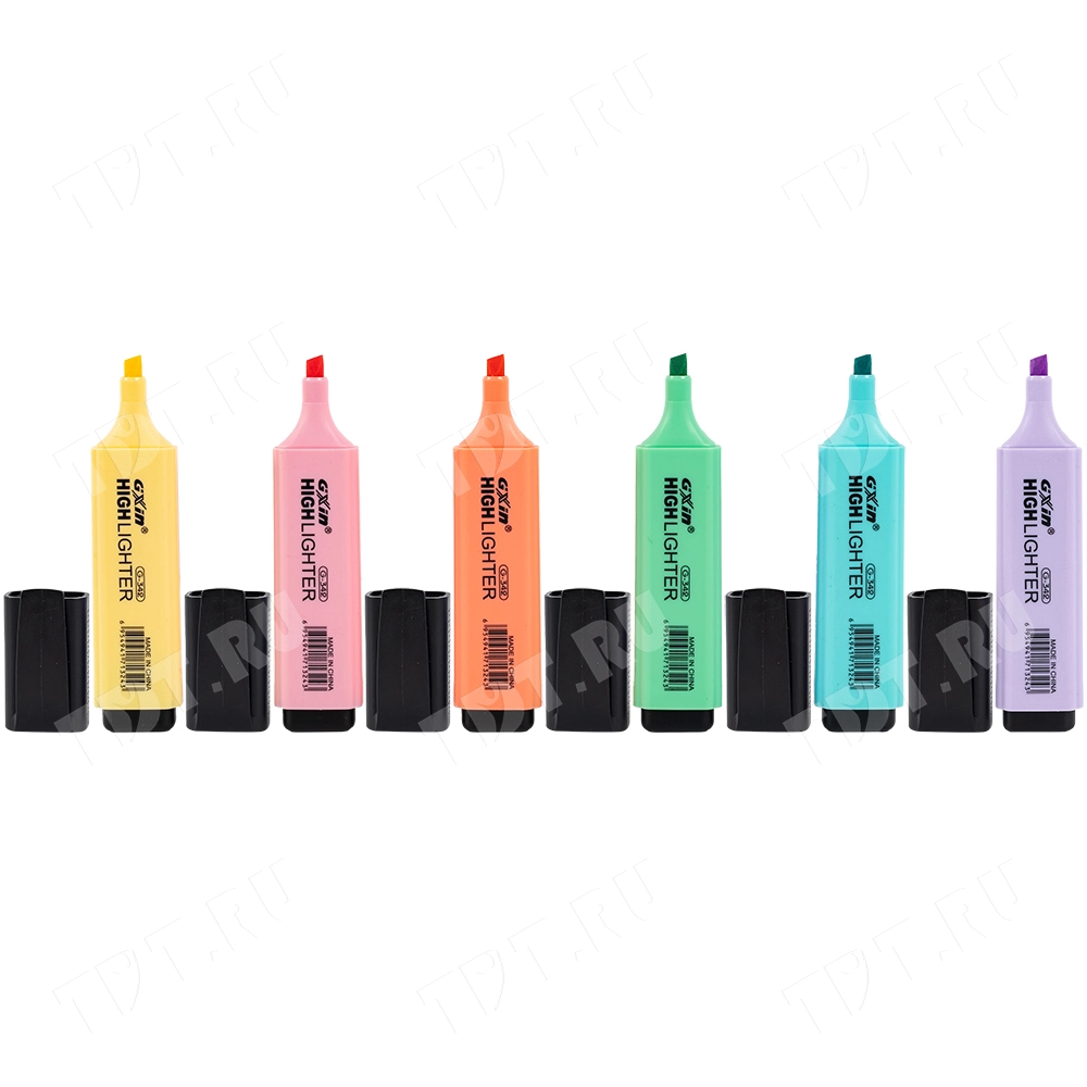 Текстовыделитель Gxin Highlighter G-342, набор 6 пастель-цветов, 2-5 мм, 6 шт./уп.