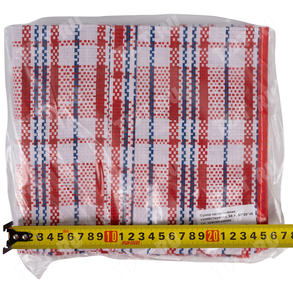 Сумка однослойная хозяйственная, 56 л, 50*25*45 см, красно-синяя