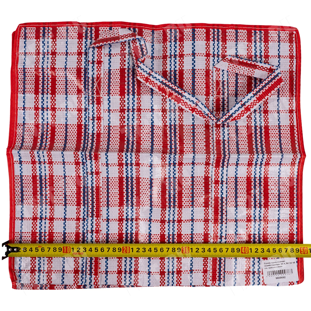 Сумка однослойная хозяйственная, 56 л, 50*25*45 см, красно-синяя