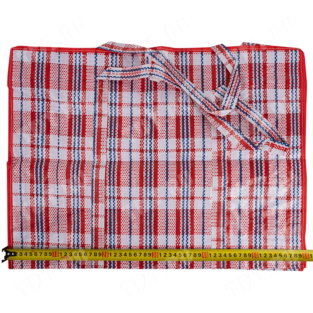 Сумка однослойная хозяйственная, 68 л, 60*25*45 см, красно-синяя