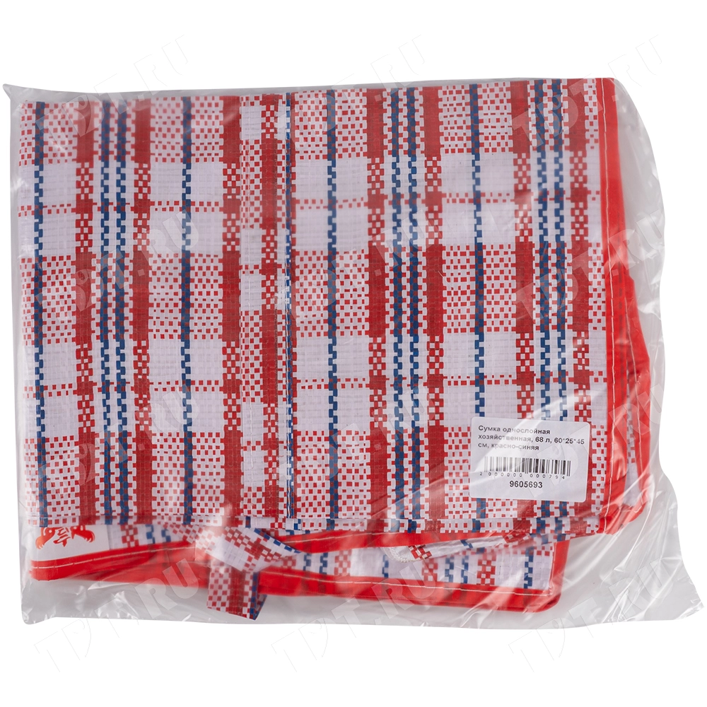 Сумка однослойная хозяйственная, 68 л, 60*25*45 см, красно-синяя