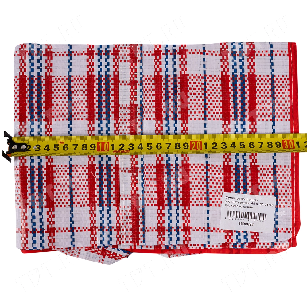 Сумка однослойная хозяйственная, 68 л, 60*25*45 см, красно-синяя