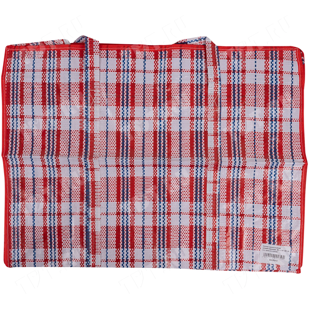 Сумка однослойная хозяйственная, 68 л, 60*25*45 см, красно-синяя