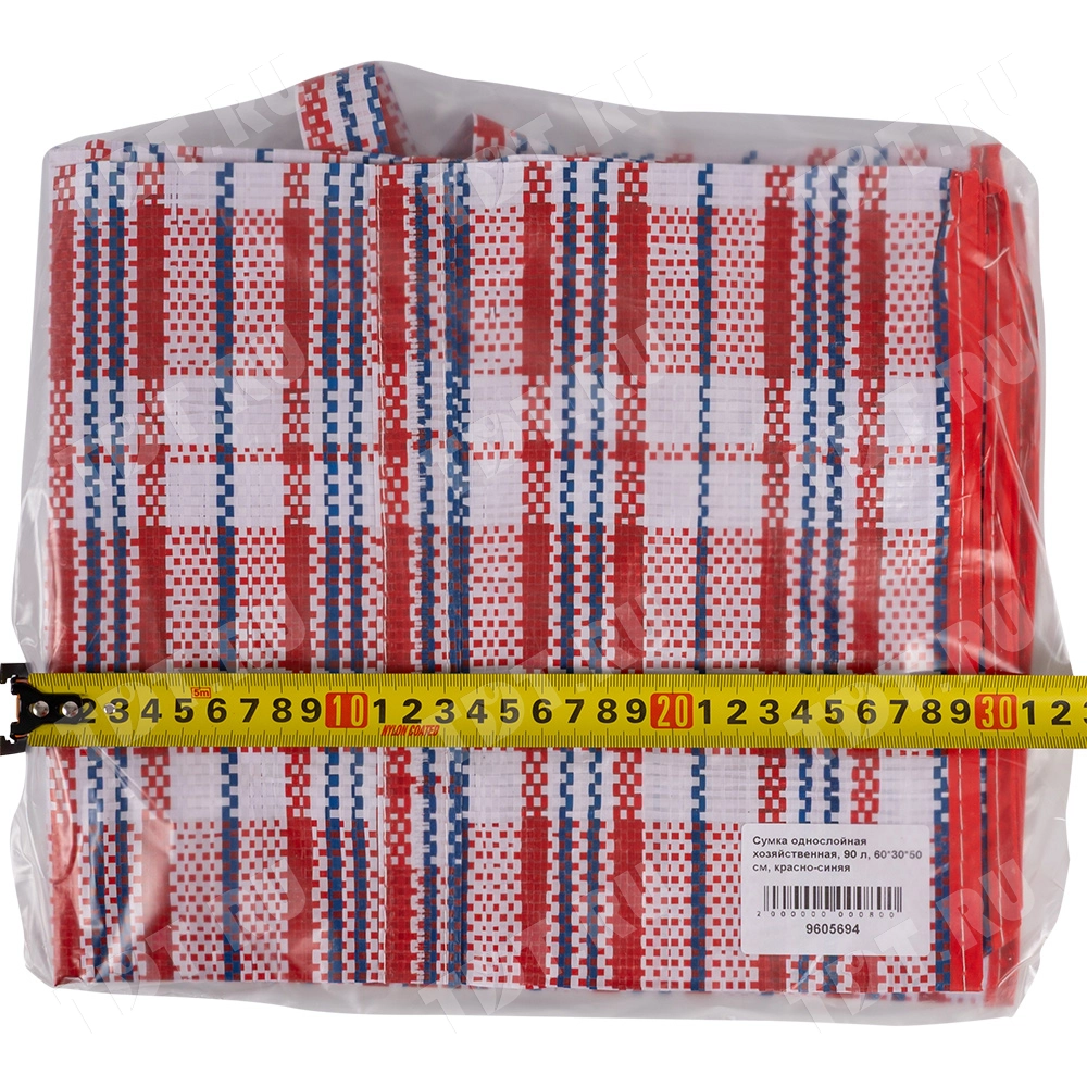 Сумка однослойная хозяйственная, 90 л, 60*30*50 см, красно-синяя
