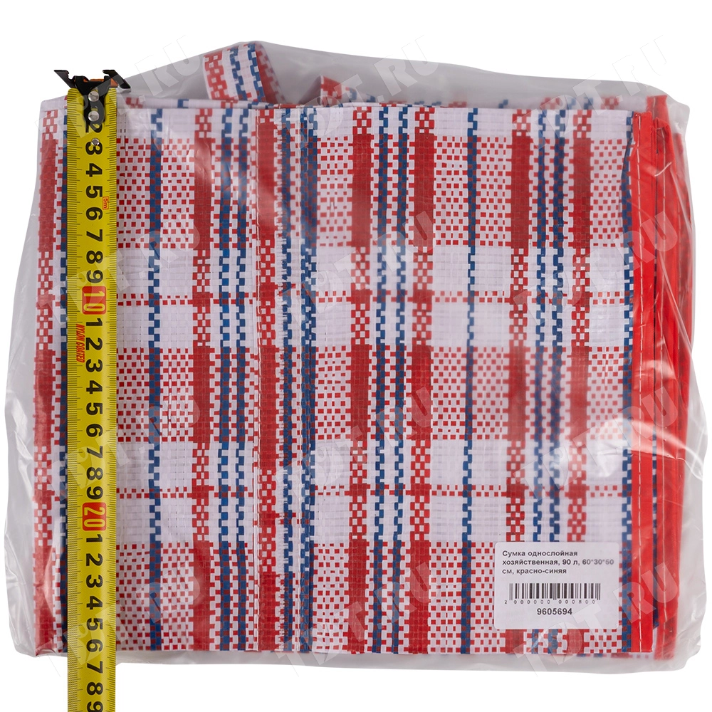 Сумка однослойная хозяйственная, 90 л, 60*30*50 см, красно-синяя