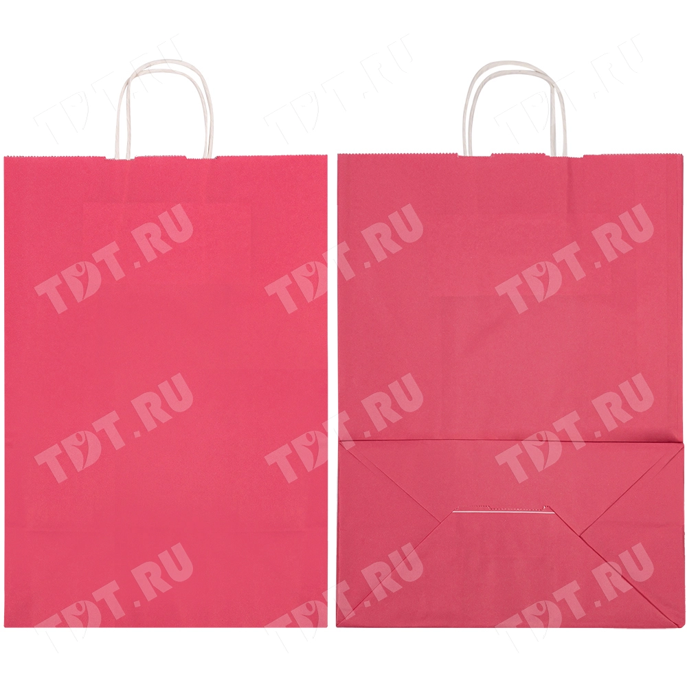 Крафт пакет с крученой ручкой «Розовый», 100 г/м², 32*12*42 см