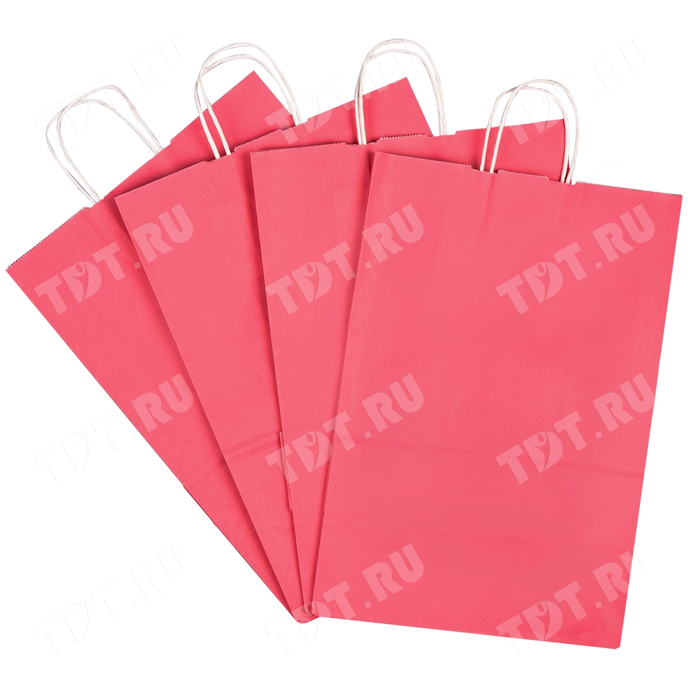 Крафт пакет с крученой ручкой «Розовый», 100 г/м², 32*12*42 см