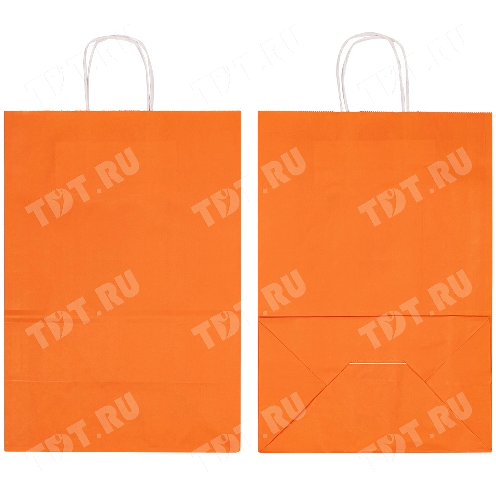 Крафт пакет с крученой ручкой «Оранжевый», 100 г/м², 32*12*42 см