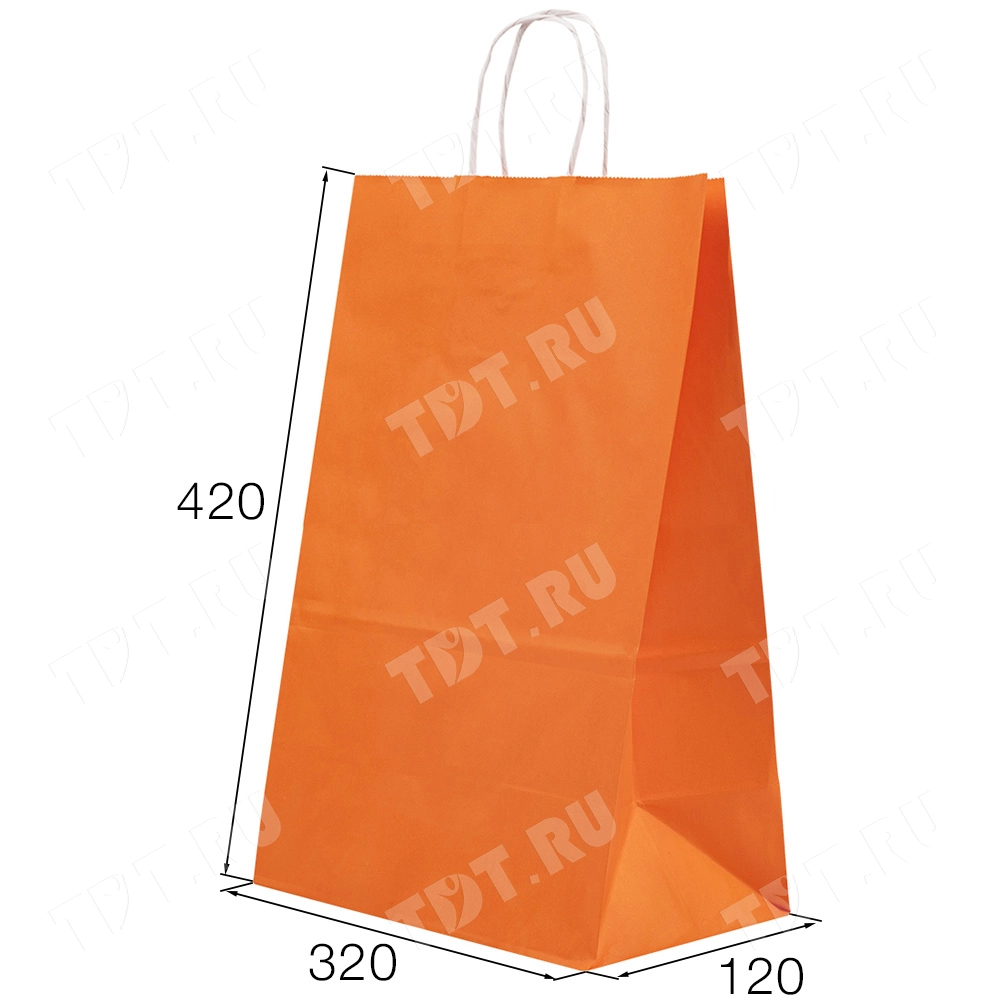 Крафт пакет с крученой ручкой «Оранжевый», 100 г/м², 32*12*42 см
