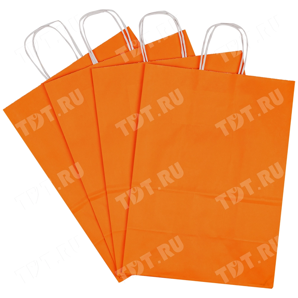 Крафт пакет с крученой ручкой «Оранжевый», 100 г/м², 32*12*42 см