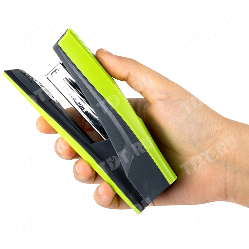 Степлер BRAUBERG «Super» для скоб №24/6 и №26/6, пластик, зелёно-чёрный, 30 листов