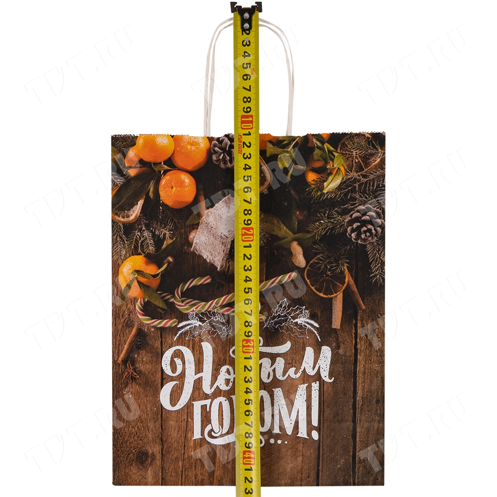 Подарочный пакет с крученой ручкой «Уютного Нового года», 80 г/м², 25*11*32 см