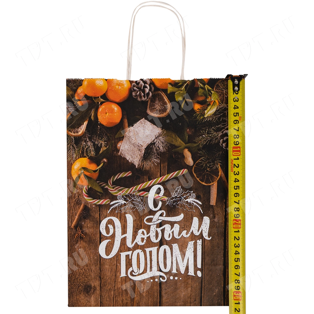 Подарочный пакет с крученой ручкой «Уютного Нового года», 80 г/м², 25*11*32 см