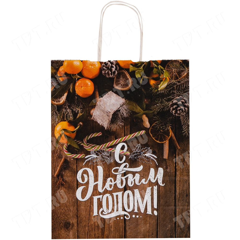 Подарочный пакет с крученой ручкой «Уютного Нового года», 80 г/м², 25*11*32 см