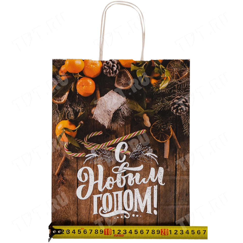 Подарочный пакет с крученой ручкой «Уютного Нового года», 80 г/м², 25*11*32 см