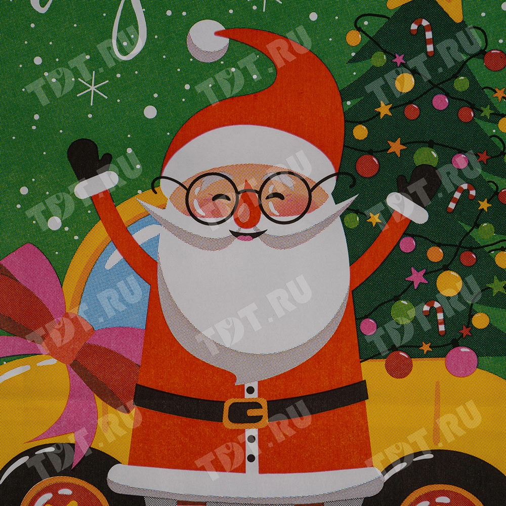 Подарочный пакет с крученой ручкой «Дед Мороз и ёлка», 80 г/м², 25*11*32 см