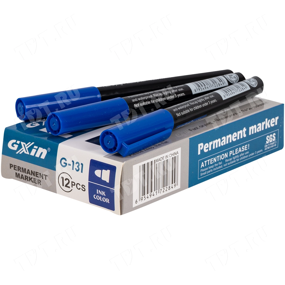 Маркер перманентный Gxin G-131, синий, 1-1.5 мм, 1 шт.