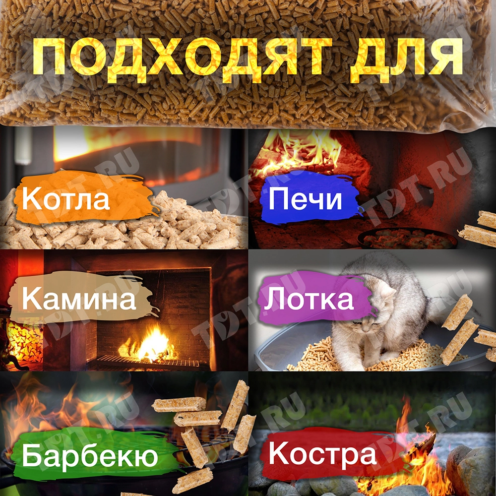 Хвойные древесные пеллеты в мешках, 15 кг