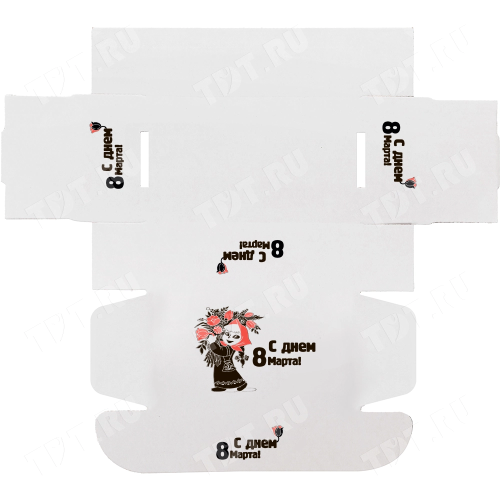 Подарочная коробка «С 8 Марта! - Девочка с букетом», беленая, 216*175*106 мм