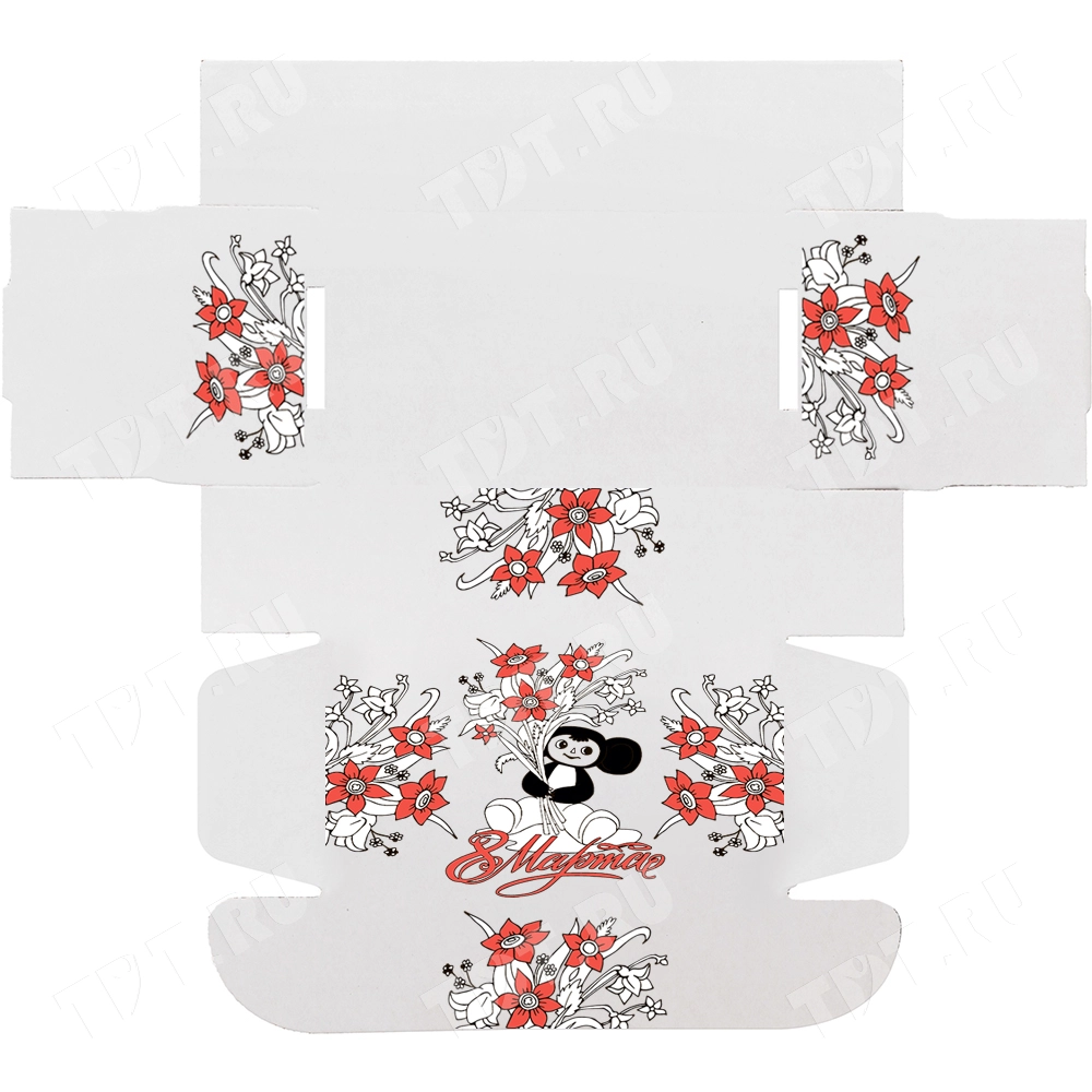 Подарочная коробка «С 8 Марта! - Чебурашка», беленая, 216*175*106 мм