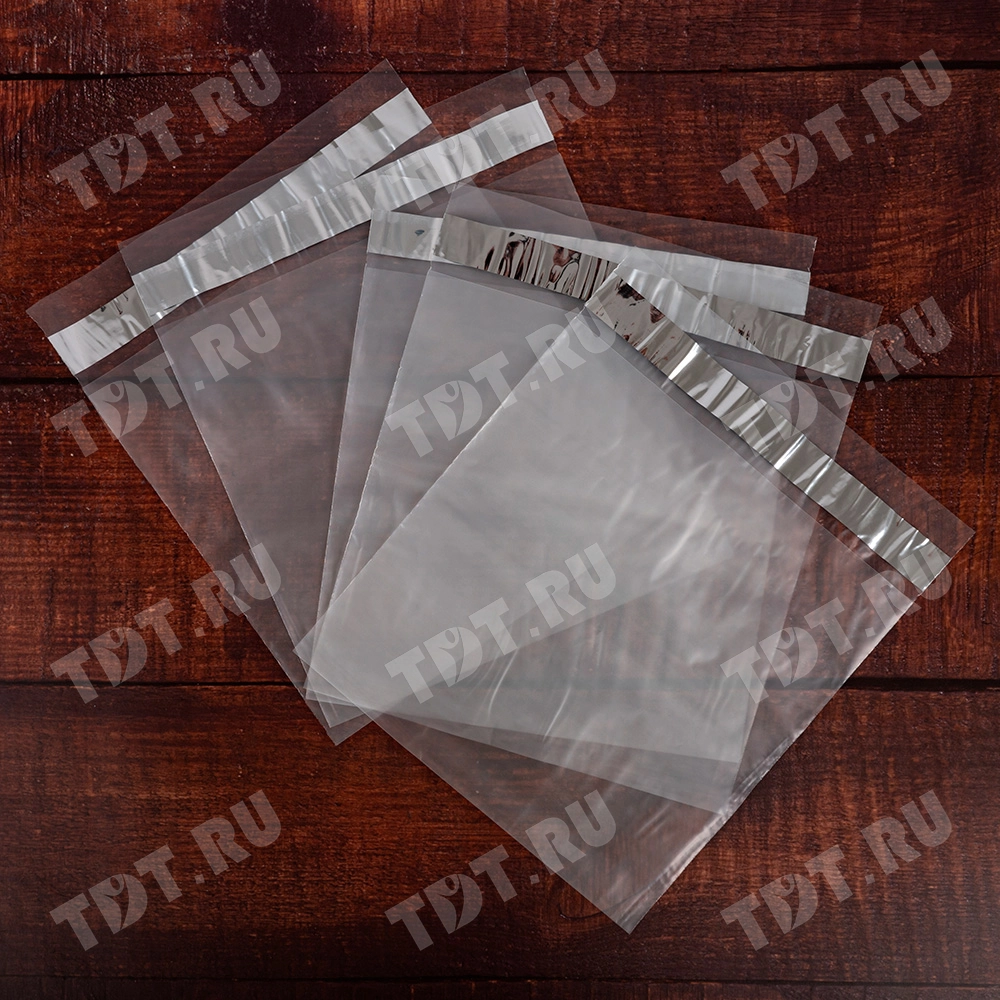 Курьер-пакет прозрачный, без кармана, 300*400+40 мм, 50 мкм, 100 шт.