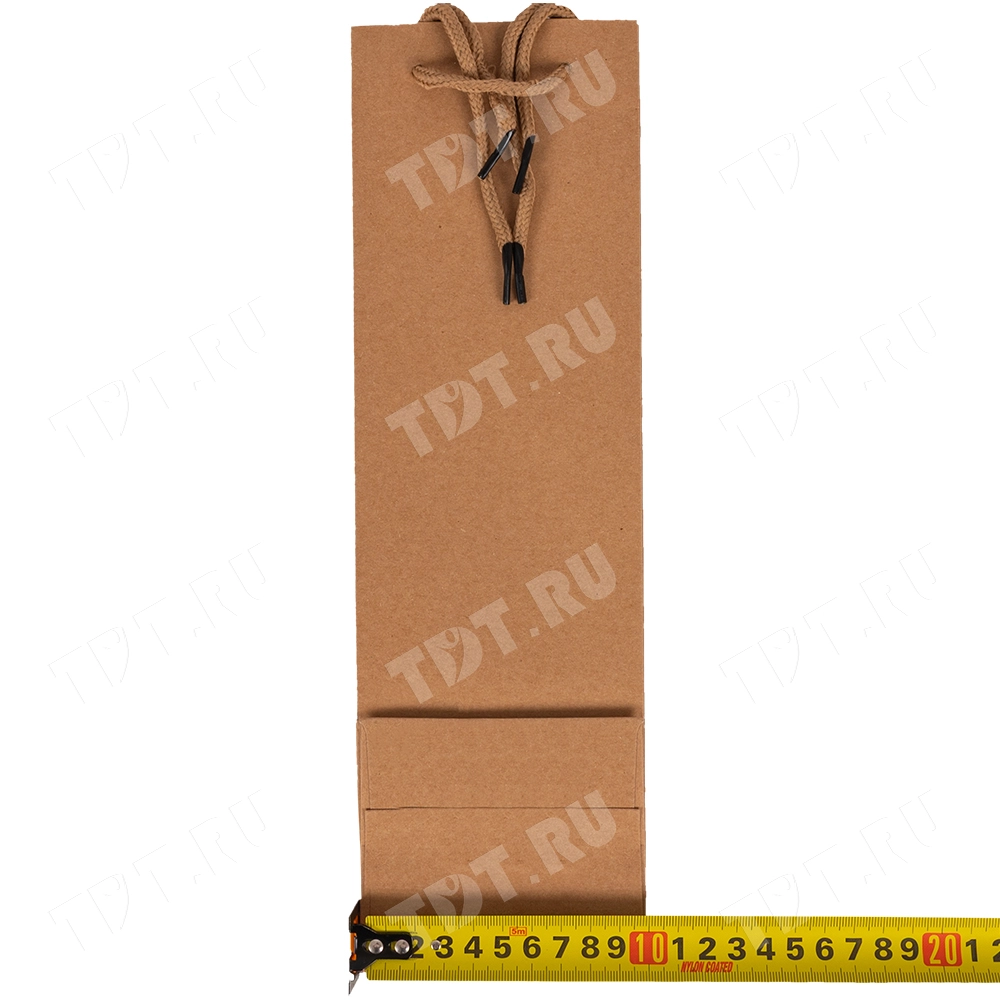 Крафт пакет с веревочной ручкой для бутылок, 120 г/м², 10*9*33 см