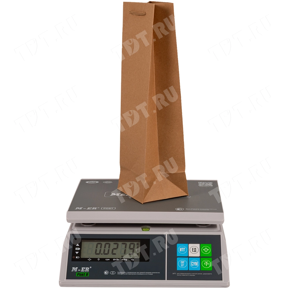Крафт пакет с веревочной ручкой для бутылок, 120 г/м², 10*9*33 см