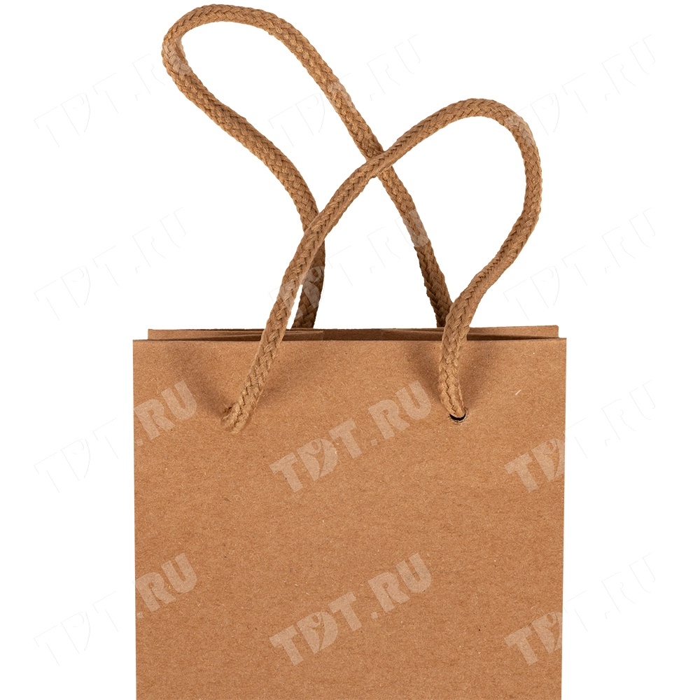 Крафт пакет с веревочной ручкой для бутылок, 120 г/м², 10*9*33 см