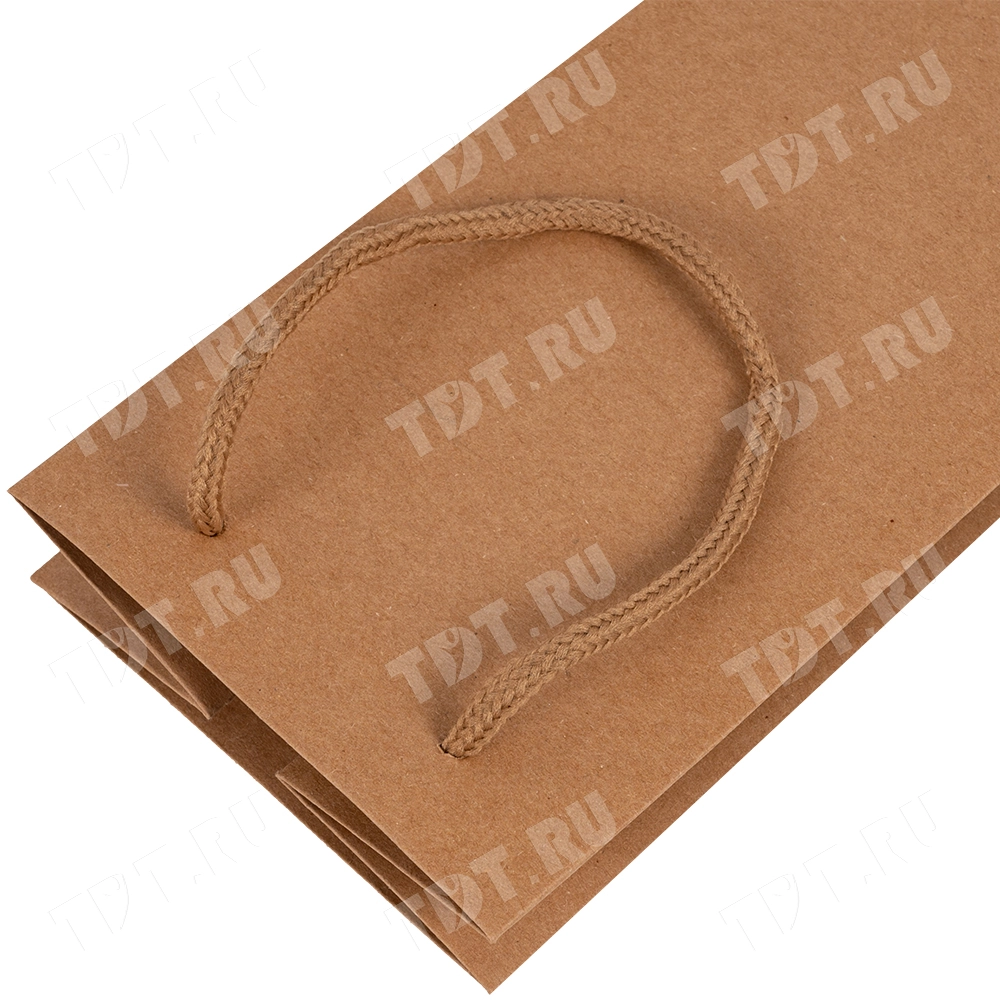 Крафт пакет с веревочной ручкой для бутылок, 120 г/м², 10*9*33 см