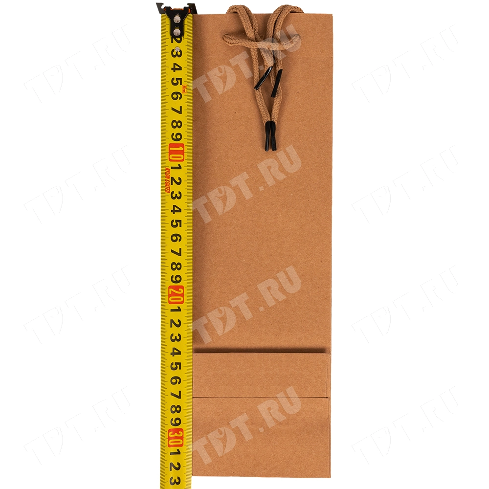 Крафт пакет с веревочной ручкой для бутылок, 120 г/м², 10*9*33 см
