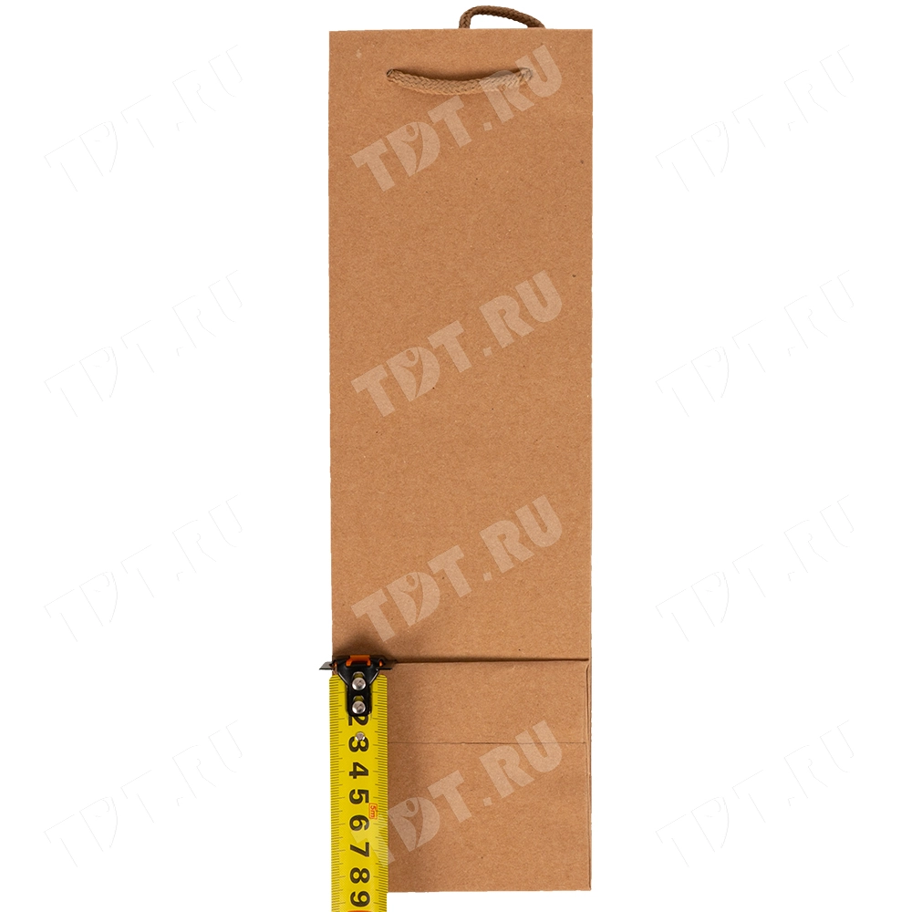 Крафт пакет с веревочной ручкой для бутылок, 120 г/м², 10*9*33 см