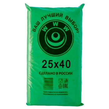 Пакеты фасовочные ПНД в пластах «WWW», зеленая упаковка, 25*40 см, 8 мкм