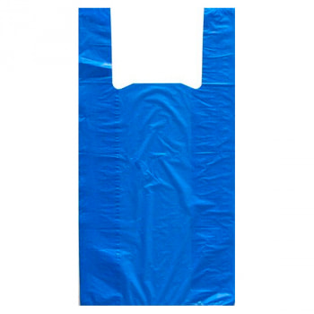 Голубой пакет майка ПНД, 25+12*45см, 9 мкм, 100шт.